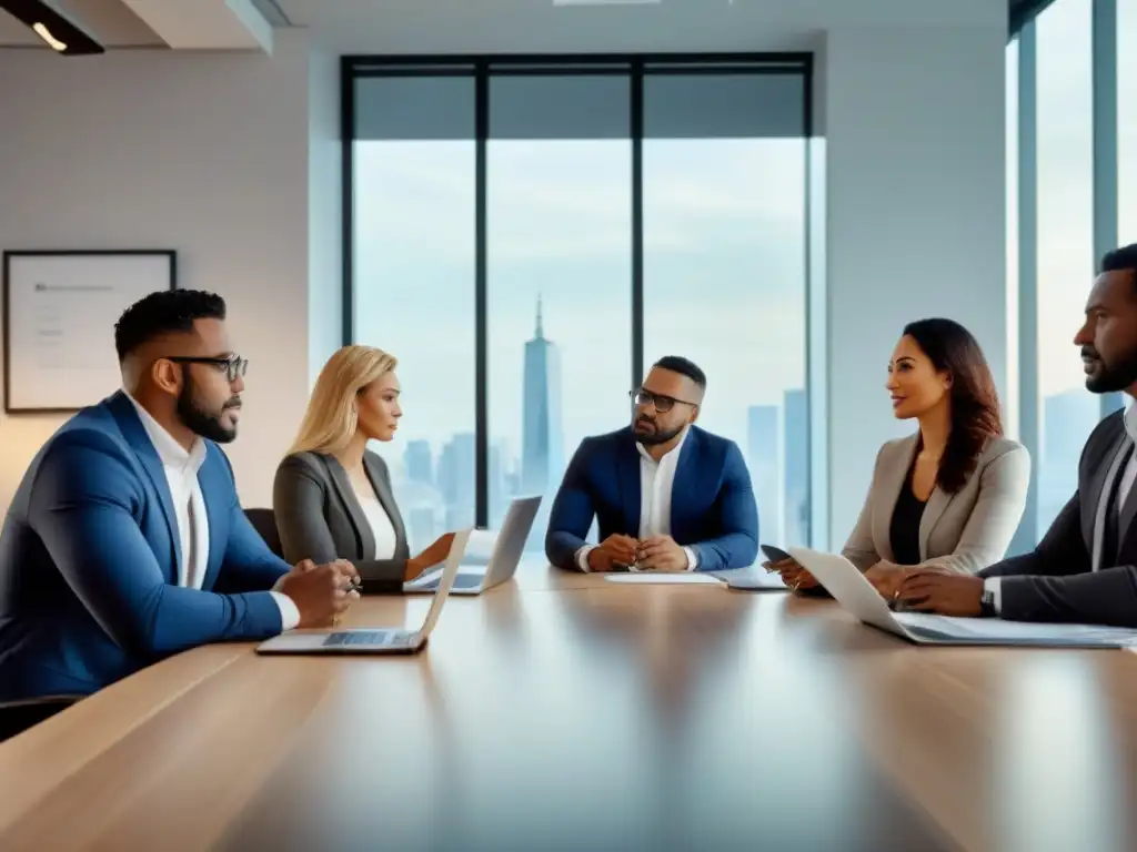 Profesionales colaborando en una oficina moderna