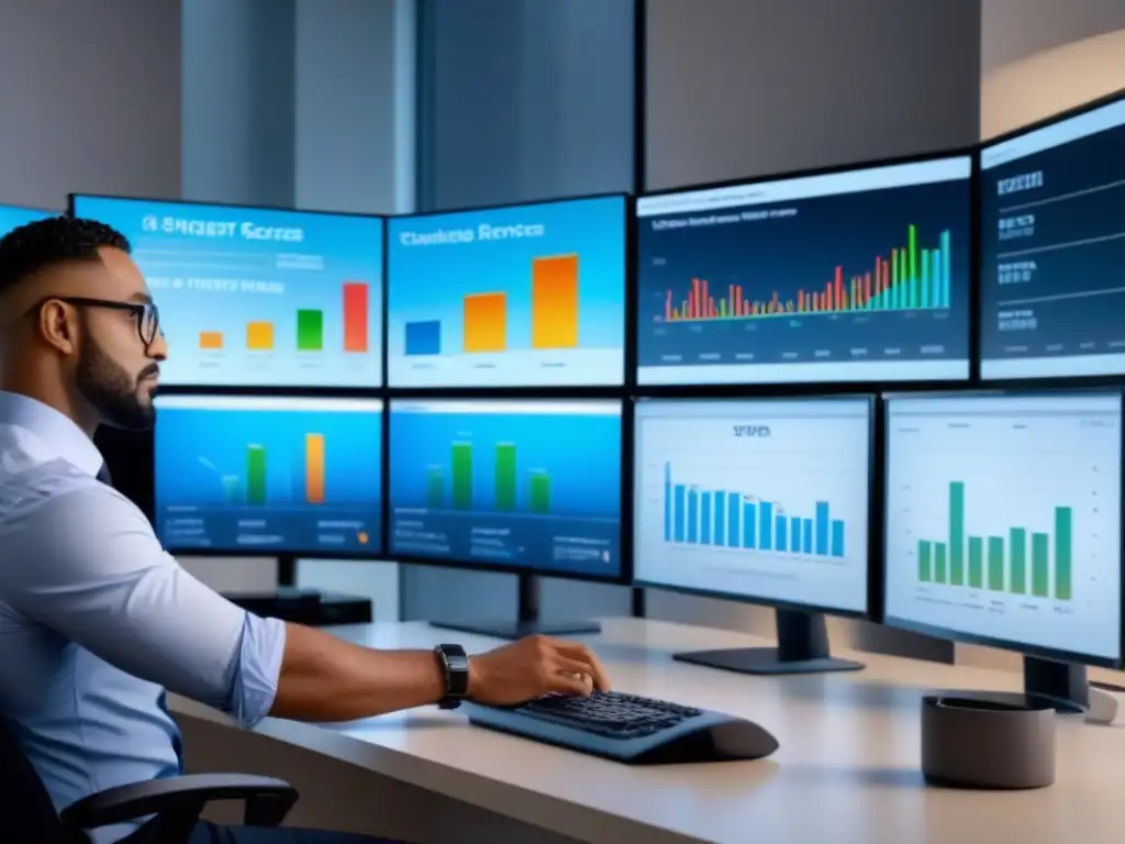 Profesionales colaborando en una oficina moderna, analizando datos financieros y puntuación de crédito para inversores