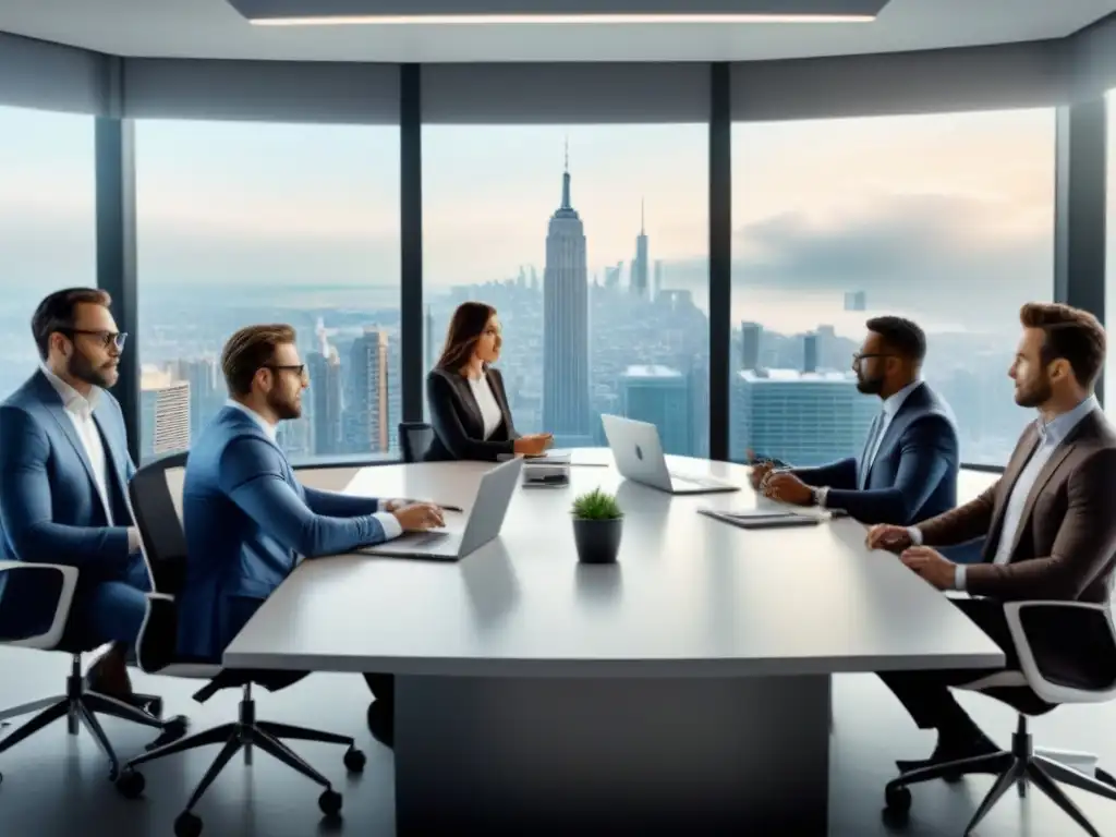 Profesionales en brainstorming: colaboración y expertise en oficina moderna Profesionales colaboran en una oficina moderna, generando ideas para aprobación de financiamiento bienes raíces