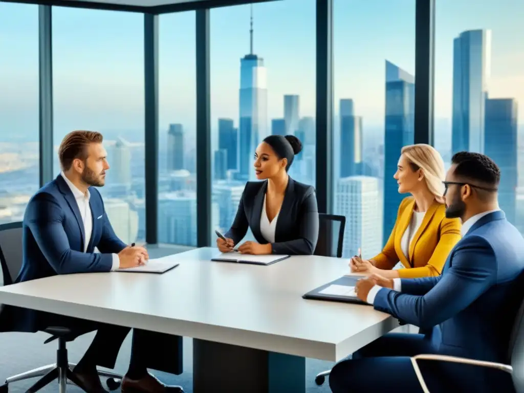 Profesionales diversificados en negociación inmobiliaria Profesionales en oficina moderna, negociando préstamos inmobiliarios