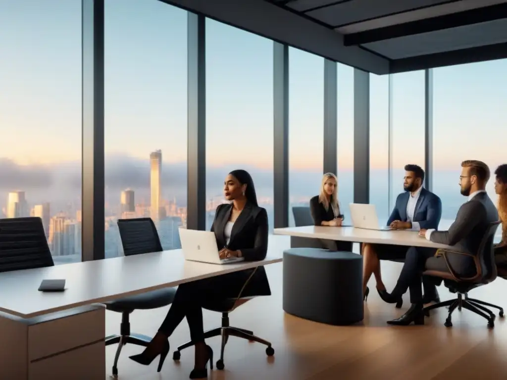 Profesionales en oficina discuten Formación ética profesionales financiamiento inmobiliario