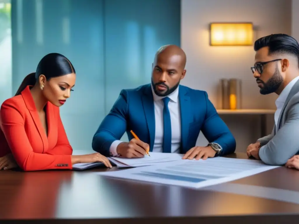 Reunión profesional para valorar propiedad Profesionales discuten avalúo propiedad crédito inmobiliario