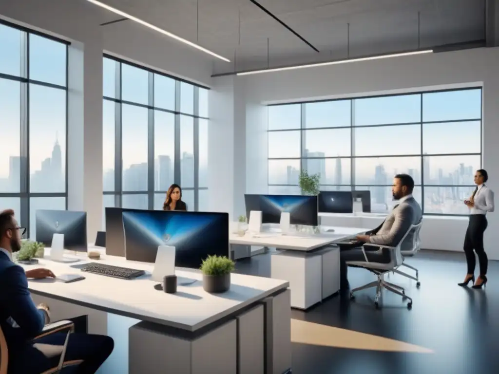 Profesionales planificando retorno inversión en oficina moderna en renovación