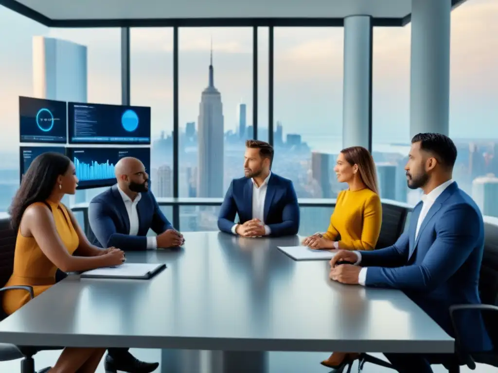 Profesionales en reunión estratégica en oficina moderna con normativa local inversión inmobiliaria
