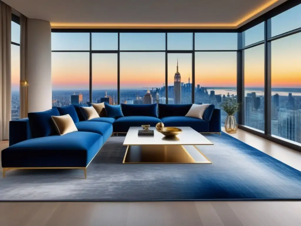 Refinanciar propiedad alta gama mercado: lujoso salón moderno con decoración elegante y vistas urbanas impresionantes