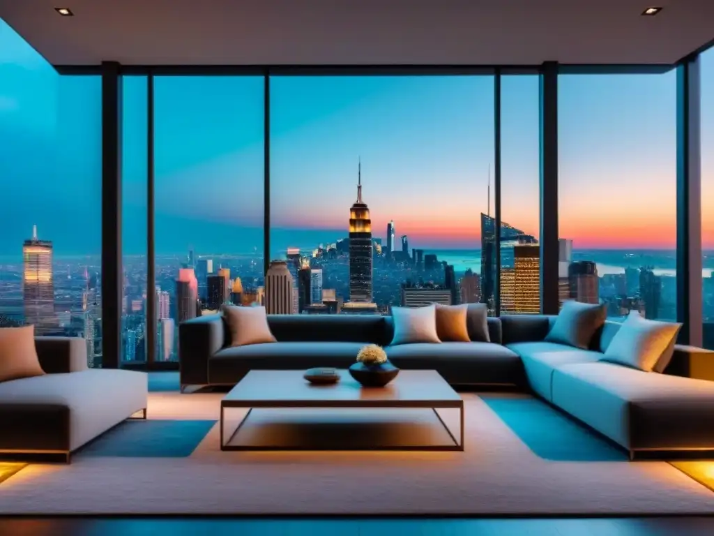 Espléndida propiedad moderna con vista nocturna de la ciudad Propiedad de lujo con vista nocturna de la ciudad y diseño elegante