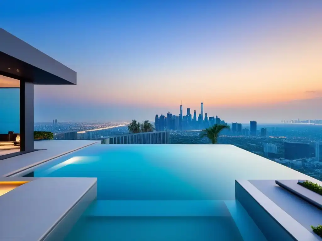 Propiedad de lujo con piscina infinita y vistas urbanas impresionantes Propiedad de lujo con vistas impresionantes y diseño moderno, ideal para marketing visual en préstamos inmobiliarios
