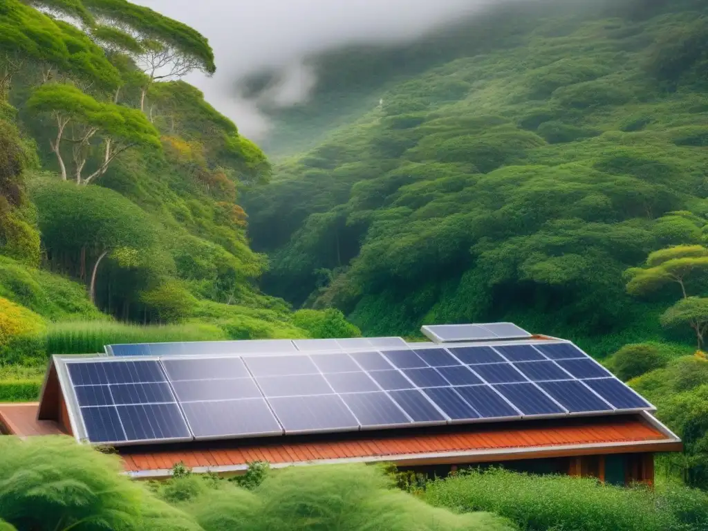 Propiedad ecológica de lujo en bosque verde: sostenibilidad y relax Propiedad vacacional ecoamigable en bosque verde con paneles solares y jardín, lujo sostenible