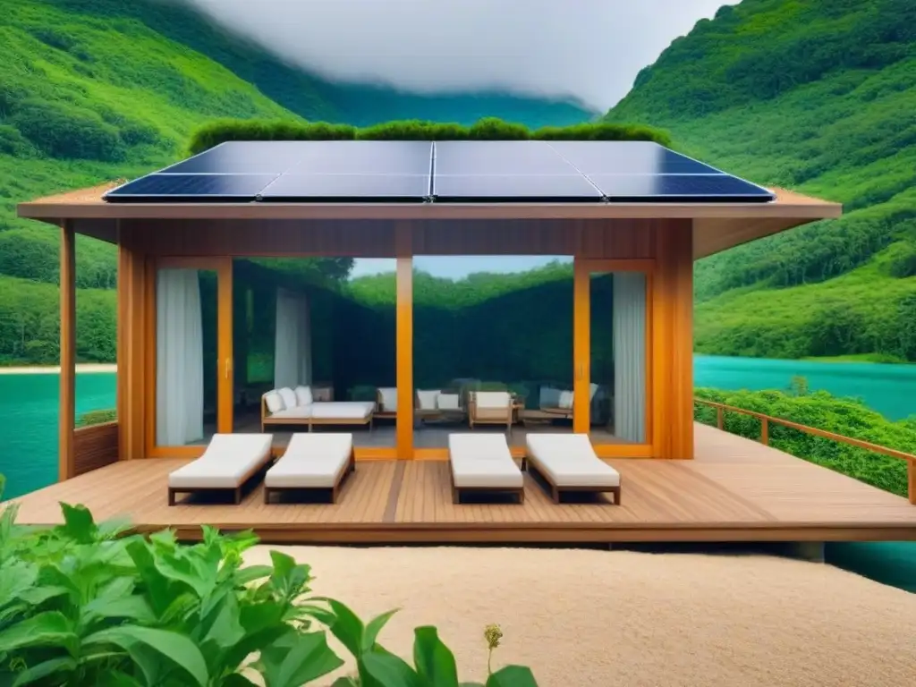 Propiedad ecofriendly de lujo: diseño moderno en armonía con la naturaleza Propiedad vacacional ecoamigable en armonía con la naturaleza junto a un lago cristalino