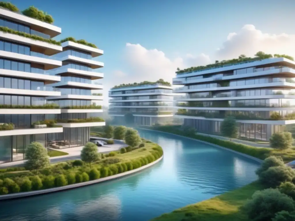 Desarrollo inmobiliario sostenible: arquitectura futurista integrada en la naturaleza Un proyecto inmobiliario sostenible que fusiona arquitectura moderna con la naturaleza