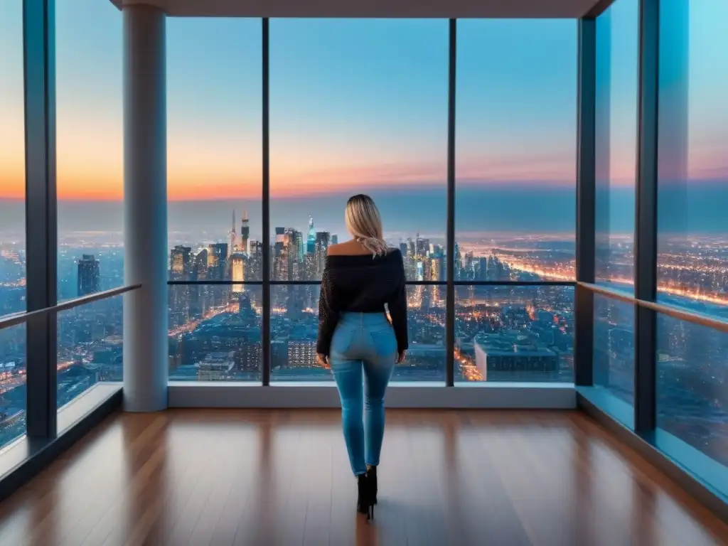 Penthouse de lujo con vista a la ciudad: diseño contemporáneo y elegante Publicidad efectiva propiedades lujo: Penthouse moderno de lujo con vista a la ciudad y diseño elegante