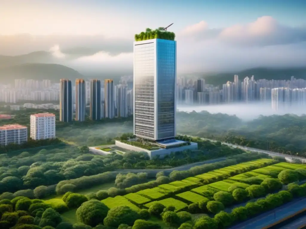 Edificio de lujo: diseño innovador en ambiente urbano Rascacielos moderno en América Latina, crowdfunding inmobiliario, diseño innovador y paisajismo urbano sofisticado