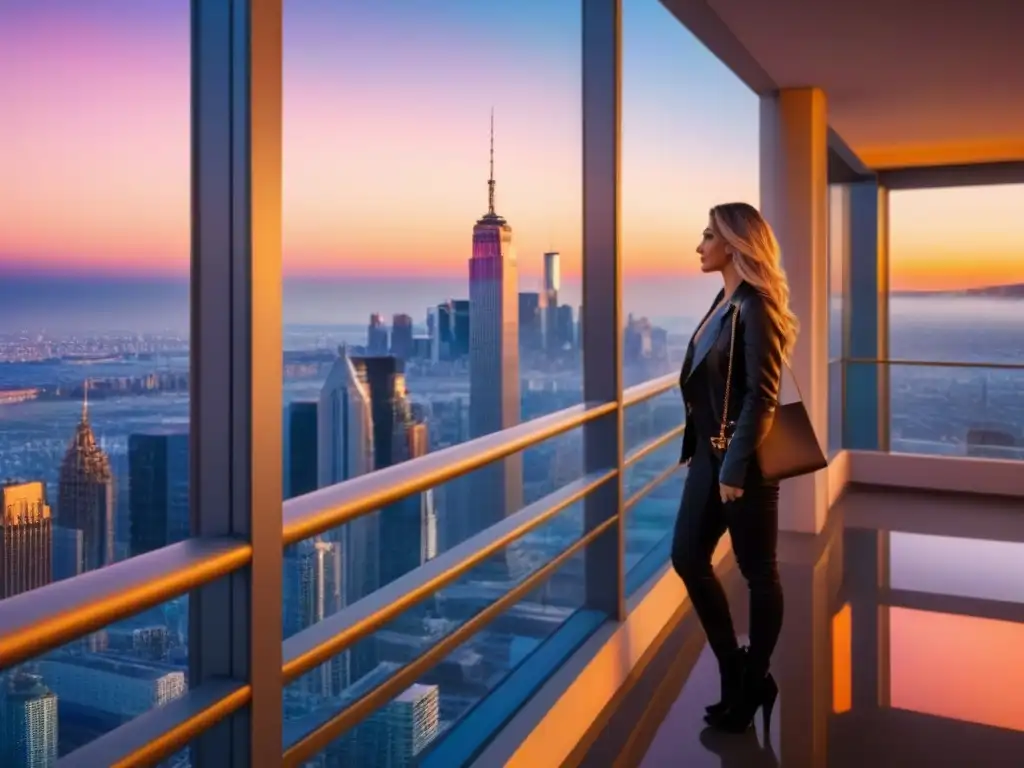 Espectacular edificio de cristal en metrópolis urbana al atardecer Rascacielos moderno y lujoso reflejando la ciudad al anochecer, ideal para estrategias inversión inmobiliaria global