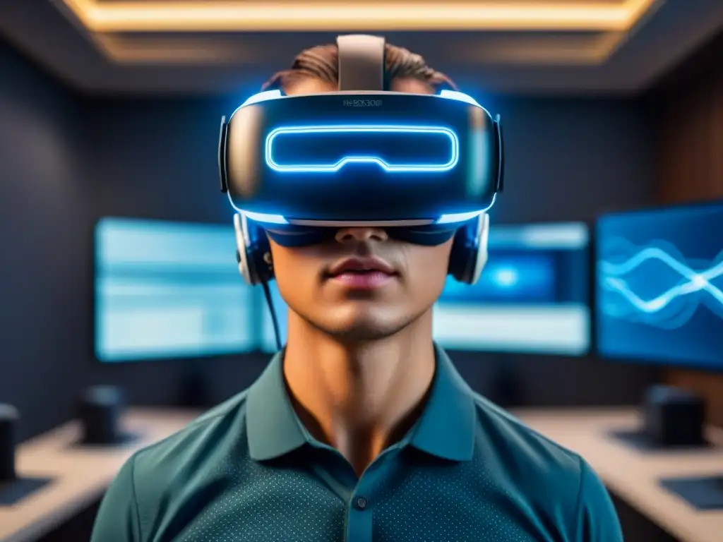 Realidad virtual futurista con tour de propiedad virtual seguro Realidad virtual futurista con medidas de seguridad en visitas virtuales inmobiliarias