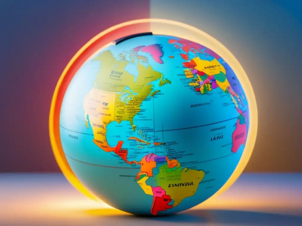 Redes financieras globales: inversión dinámica en colores vibrantes Redes financieras globales con monedas en flujo, data digital