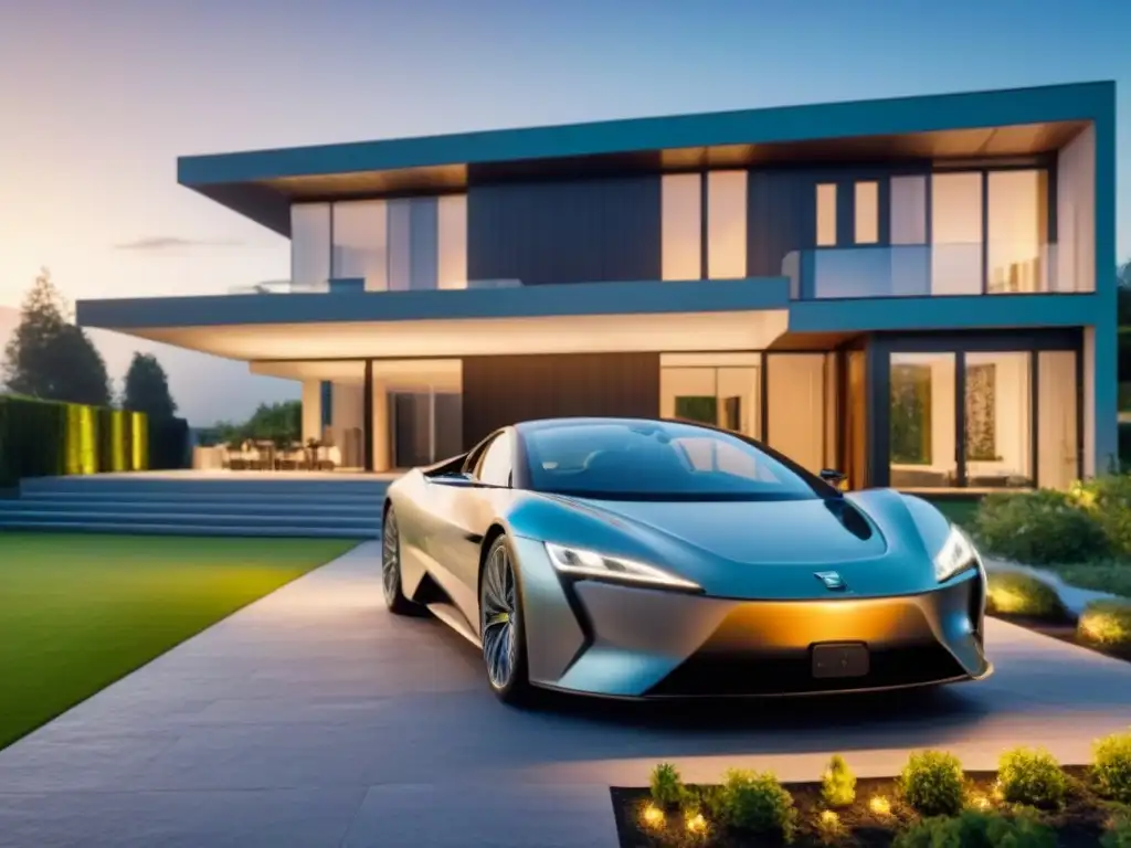 Residencia ecoamigable con paneles solares, ventanas eficientes y auto eléctrico