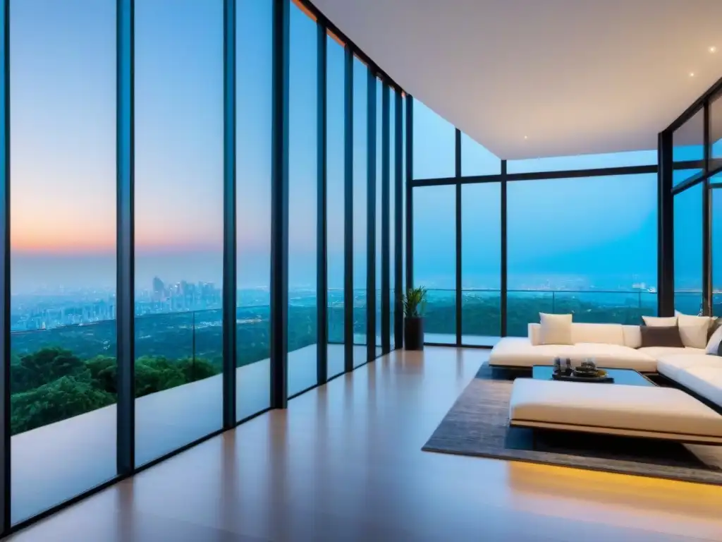 Propiedad de lujo con diseño arquitectónico moderno y vistas panorámicas Residencia de lujo con diseño arquitectónico moderno, ventanales panorámicos y decoración elegante