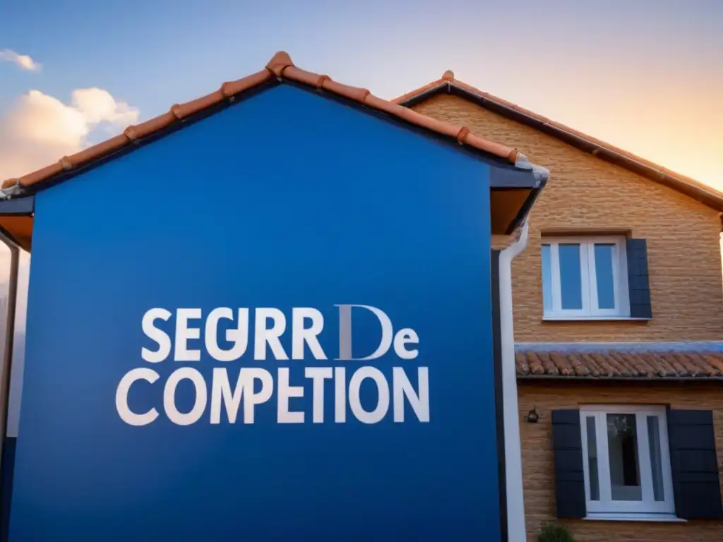 Seguro de Propiedad: Protección Total para tu Hogar Residencia segura y próspera con Seguro de Propiedad Cobertura Completa como escudo protector bajo cielo azul