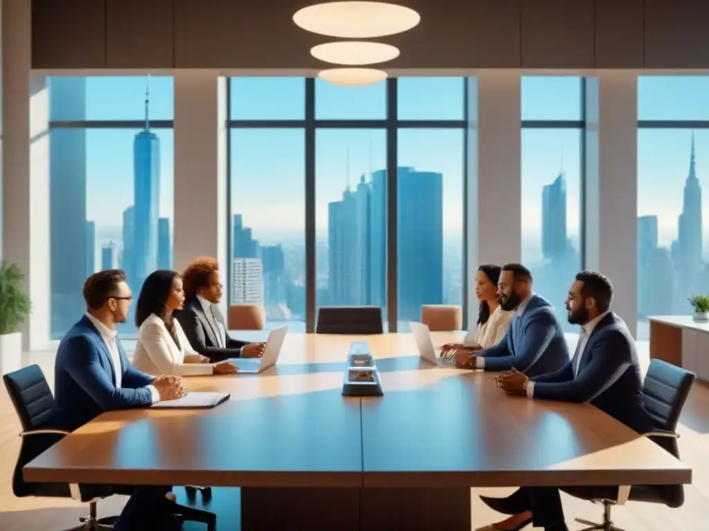 Diversidad y profesionalismo en debate financiero inmobiliario Reunión diversa sobre normativa financiamiento inmobiliario local en moderna oficina
