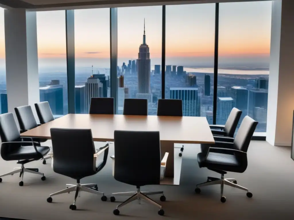 Reunión de negocios éticos en moderna sala de juntas con vista a la ciudad Una reunión de negocios éticos en una lujosa sala de juntas con vista a la ciudad