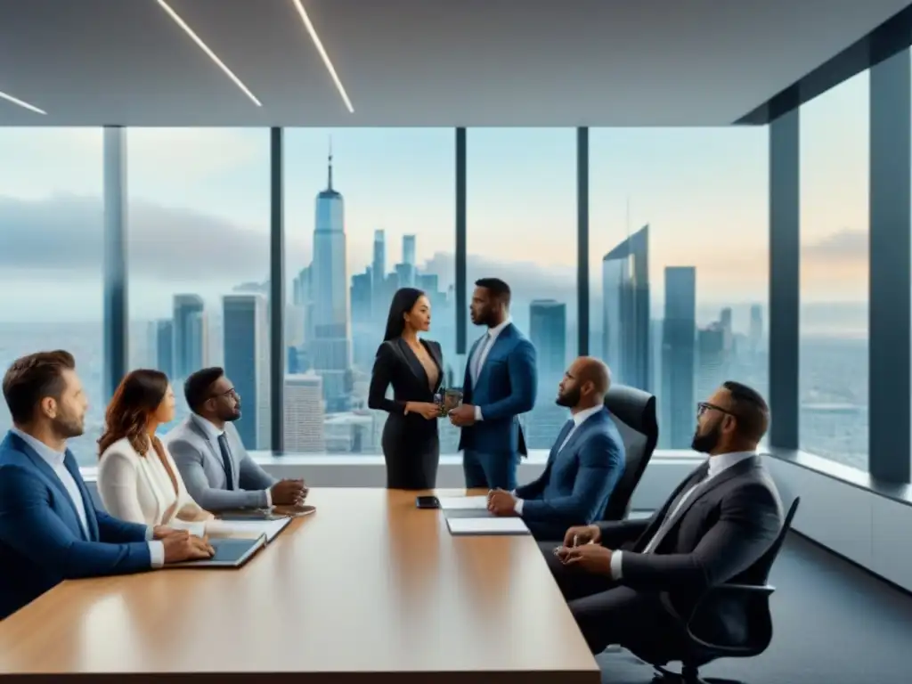 Reunión profesional diversa en oficina moderna | Real Estate y Finanzas Reunión de profesionales diversa en oficina moderna