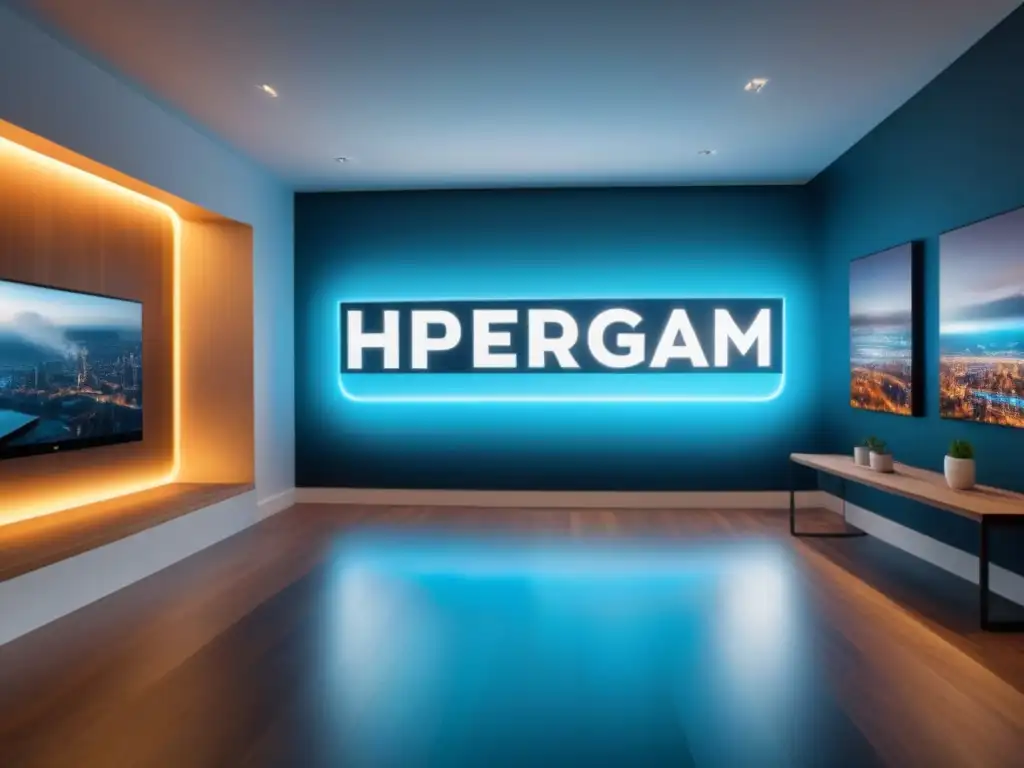 Showroom inmobiliario del futuro con realidad aumentada Una sala de exposición inmobiliaria futurista con tecnología de realidad aumentada integrada