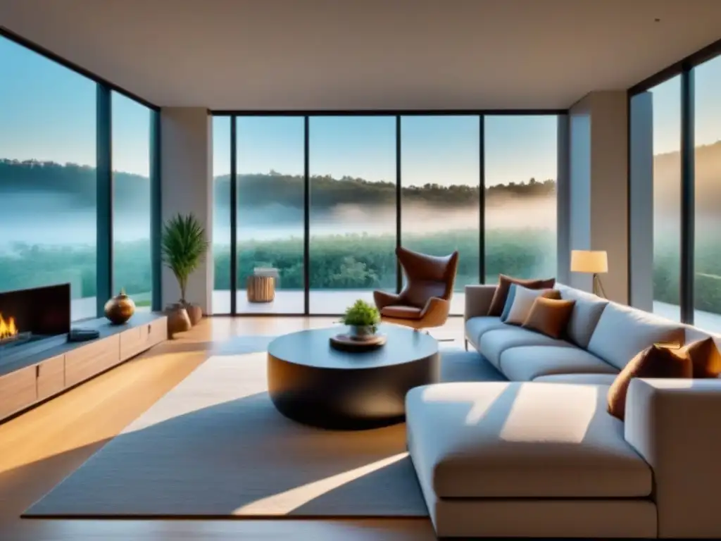 Salón moderno de lujo: 8k detalle inmaculado y cálido Una sala moderna y elegante, con muebles de alta gama y una decoración exquisita