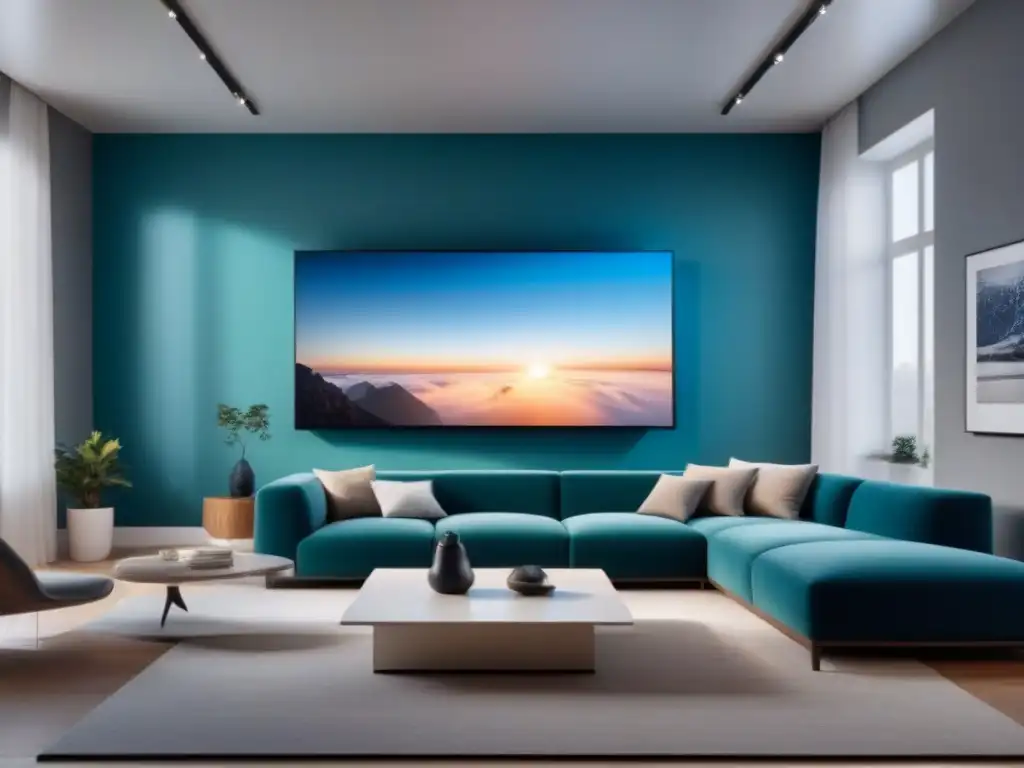 Diseño futurista de sala con realidad aumentada y realidad virtual Salón futurista con tecnología en finanzas inmobiliarias futuras
