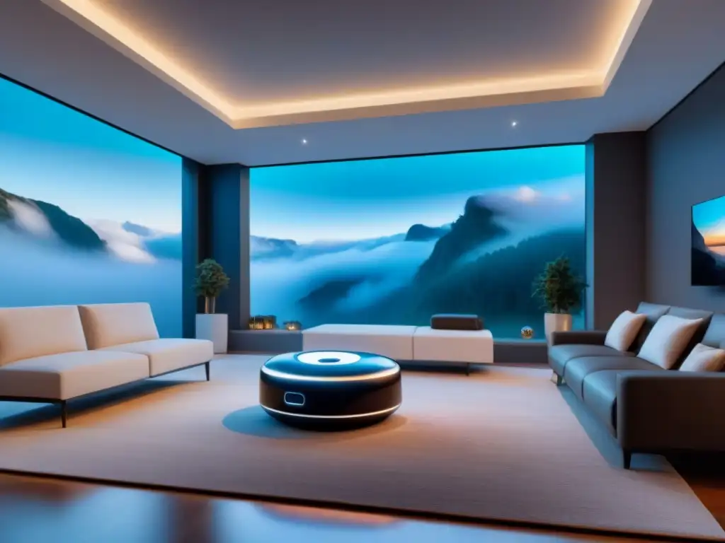Showroom futurista: tecnología avanzada para atraer emociones y decisiones Un salón inmobiliario futurista con tecnología de vanguardia para inversores en neuromarketing inmobiliario