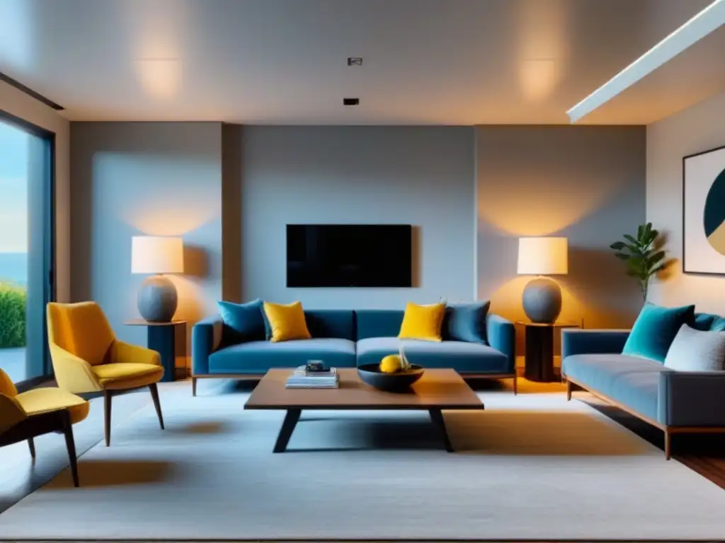 Sofisticado salón moderno en propiedad renovada: diseño elegante y luminoso Salón de lujo en propiedad renovada con diseño sofisticado y luz natural