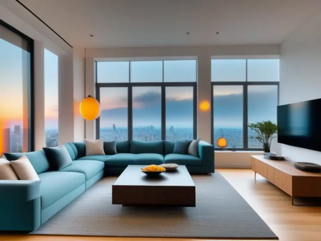 Sala de estar moderna y luminosa en apartamento renovado Un salón moderno y luminoso en un apartamento recién renovado, perfecto para inspirar a futuros inquilinos