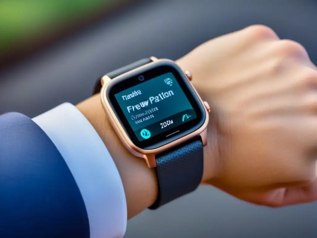 Smartwatch futurista para agentes inmobiliarios: tecnología puntera al servicio de la excelencia profesional Un smartwatch futurista para agentes inmobiliarios, con tecnología wearables avanzada