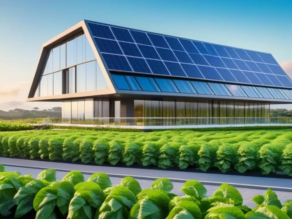 Diseño futurista sostenible con energía renovable en 8k Construcción sostenible energías renovables: Diseño futurista con paneles solares y turbinas eólicas en medio de exuberante vegetación
