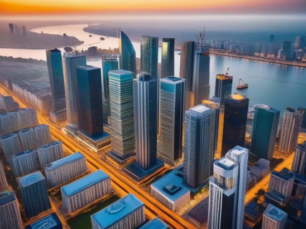 Metrópolis en evolución: Edificios históricos y modernos en armonía Tendencias del mercado inmobiliario regional: Vista aérea de una ciudad dinámica con arquitectura moderna y antigua