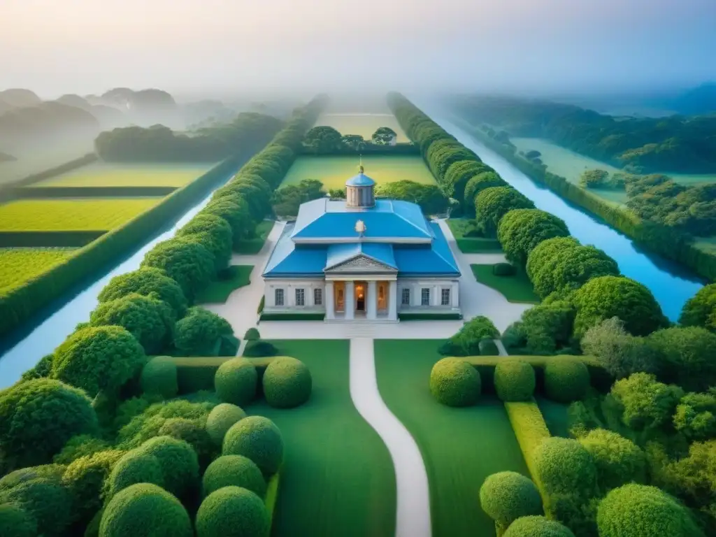 Propiedad histórica integrada con modernas comodidades turísticas Turismo propiedades históricas capitalizar: Vista aérea de propiedad histórica rodeada de vegetación con infraestructura turística moderna