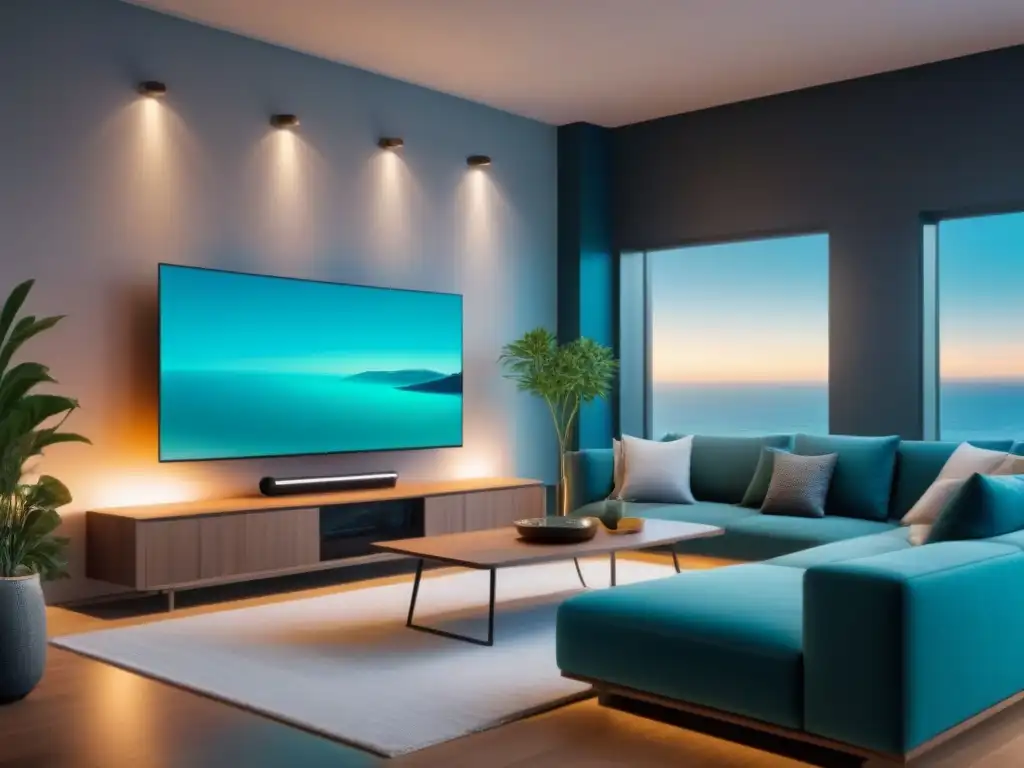 Smart Home Futurista con Tecnología Wearable Vanguardia en tecnología wearables para agentes inmobiliarios en un hogar inteligente futurista y minimalista