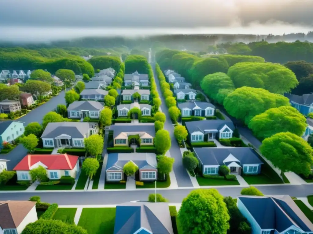 Vecindario diverso: inclusión y equidad en la vivienda Vecindario diverso con edificios modernos y personas de distintas edades y etnias caminando por calles arboladas