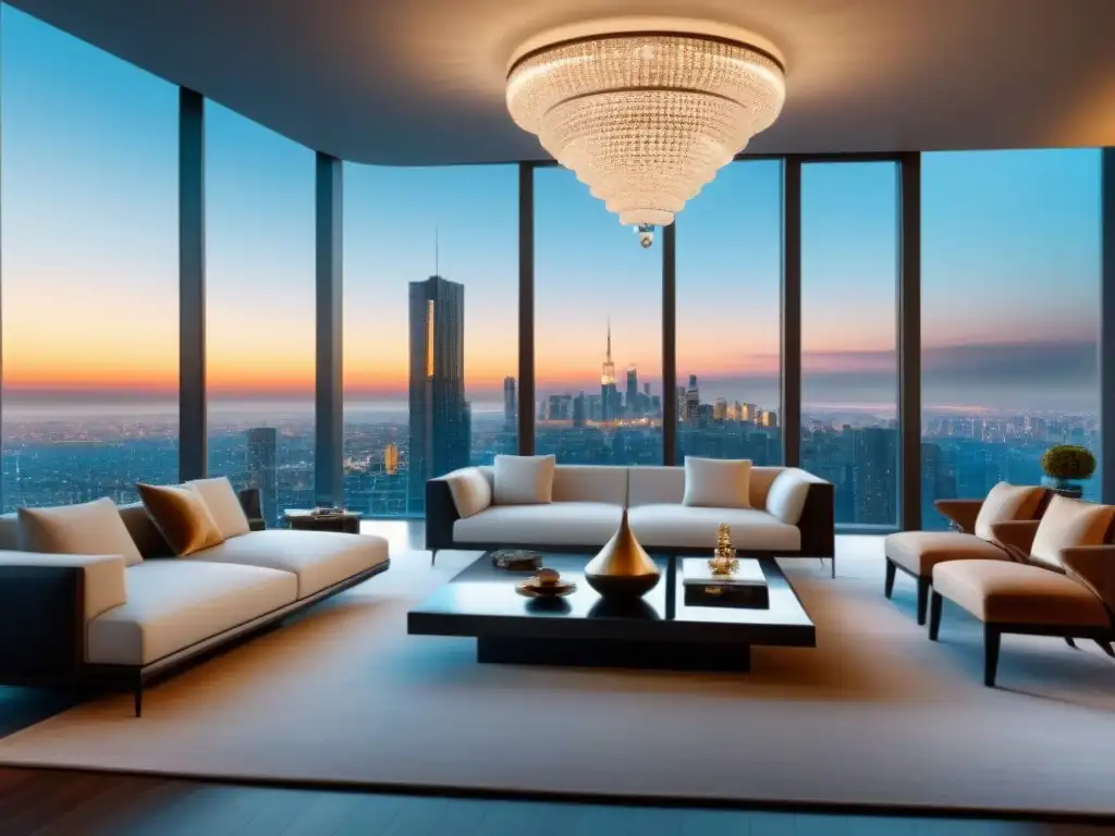 Salón de lujo en propiedad exclusiva: elegancia y sofisticación Ventajas de elegir un préstamo jumbo para inversión inmobiliaria en una lujosa sala moderna con opulencia y sofisticación