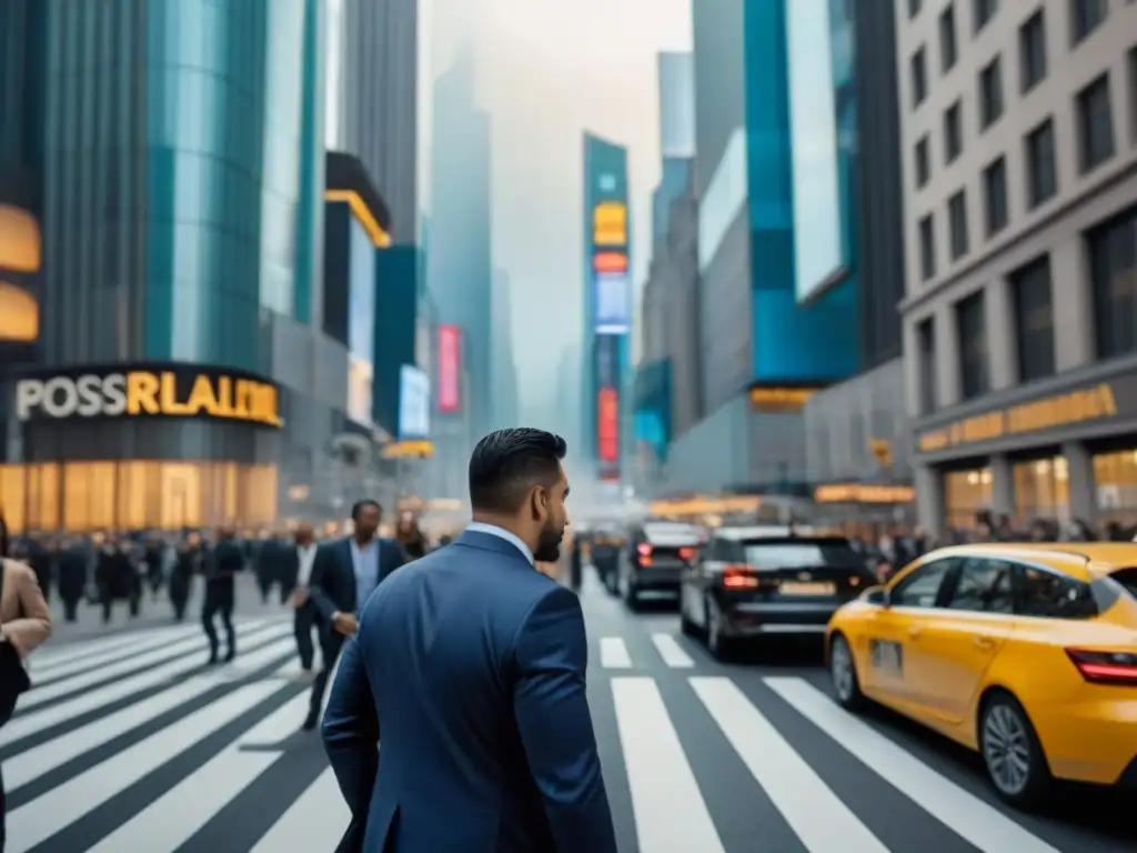 Escenas financieras urbanas: emociones y detalles Vibrante calle de ciudad con escenas de transacciones financieras y emociones variadas
