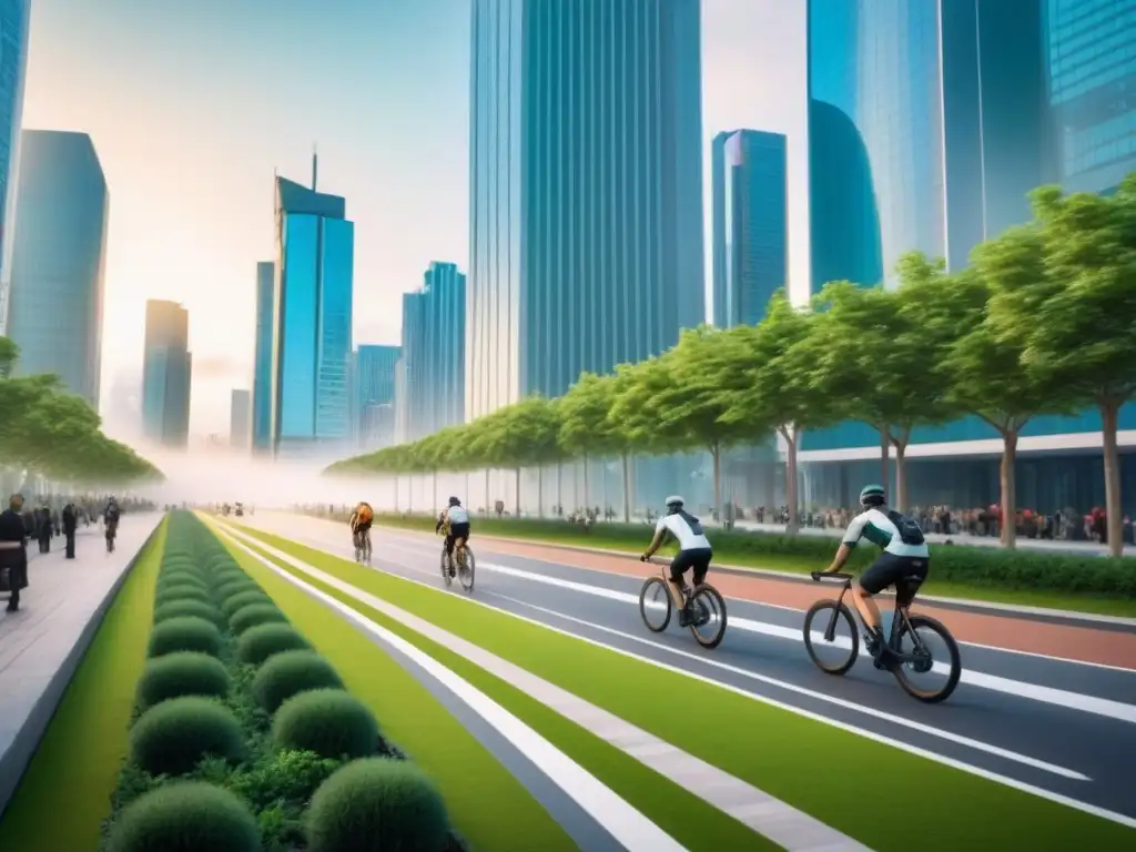 Metrópolis sostenible: arquitectura innovadora y colaboración urbana en 8k Vibrante ciudad con arquitectura innovadora y espacios verdes, reflejando beneficios fiscales en proyectos urbanos
