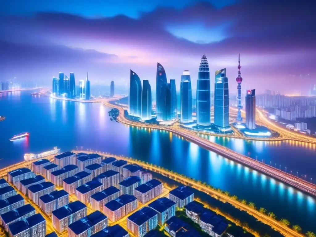 Metrópolis futurista: innovación y prosperidad en Asia Vibrante ciudad asiática futurista con rascacielos y tecnología avanzada, reflejando beneficios fiscales y financiamiento inmobiliario en Asia