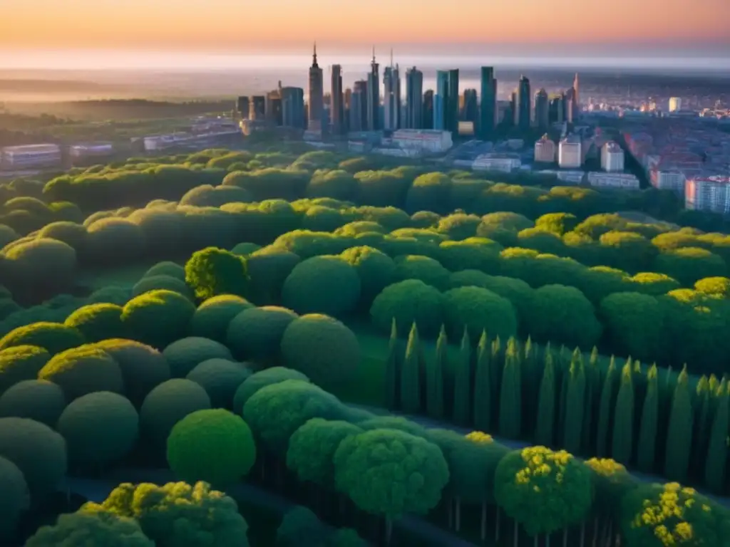 Cityscape al atardecer: arquitectura diversa en red urbana Vibrante ciudad al atardecer, con arquitectura variada y red de calles, reflejando riesgos inmobiliarios por región