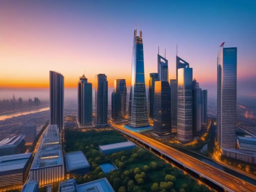 Inversiones inmobiliarias: expertos en debate al atardecer Vibrante ciudad al atardecer, inversores inmobiliarios hablan de Seguro propiedad inversores inmobiliarios