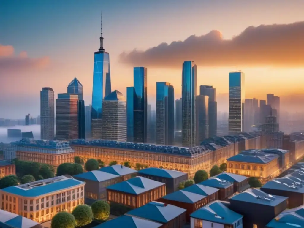 Contrastes urbanos: Evolución arquitectónica en 8k Vibrante ciudad: ciclos inmobiliarios aprovechar inversores, mezcla de modernidad y tradición en arquitectura