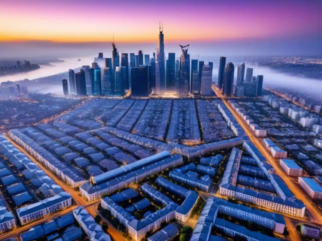 Horizonte urbano en crecimiento: inversión inmobiliaria emergente Vibrante ciudad en crecimiento con rascacielos modernos y calles comerciales, ideal para inversiones inmobiliarias emergentes consejos