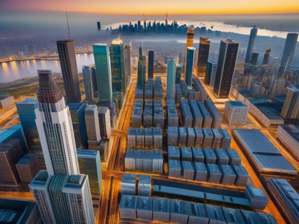 Metrópolis en evolución: energía urbana y diversidad laboral en 8k Vibrante ciudad en desarrollo con oportunidades laborales en urbanismo moderno