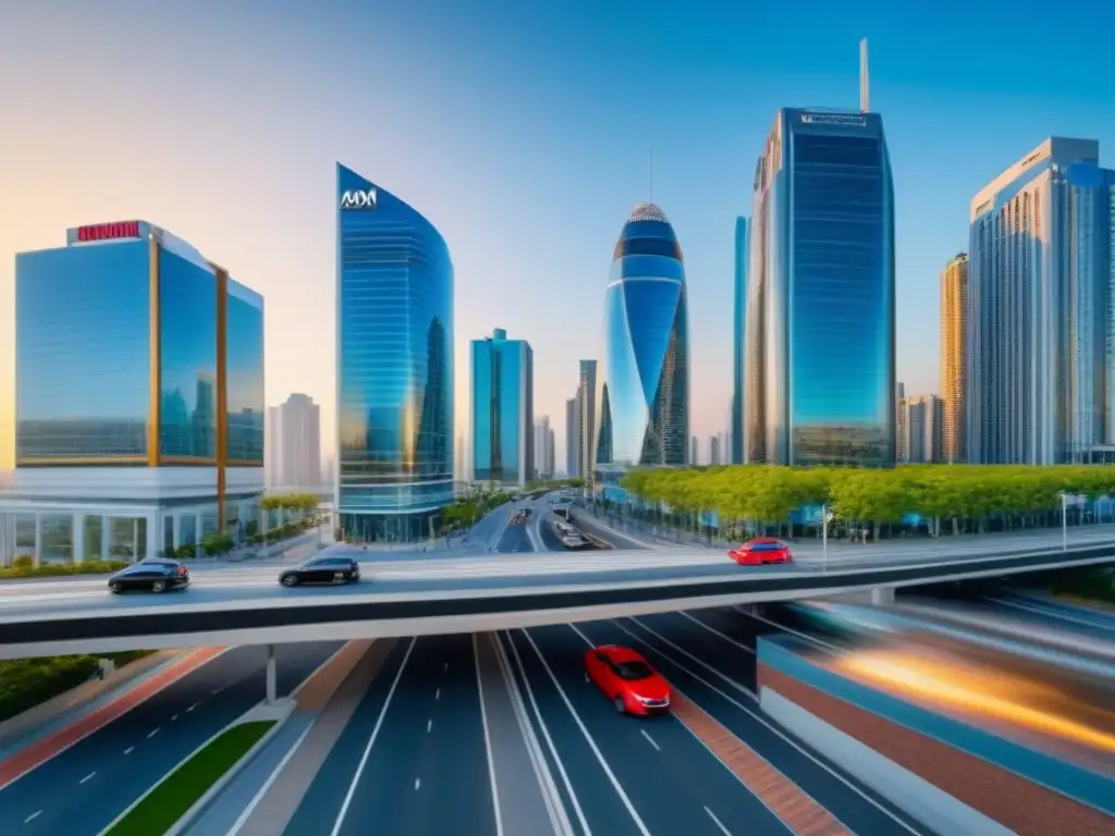 Metrópolis vibrante: arquitectura moderna y vida urbana en armonía Vibrante ciudad con edificios comerciales y residenciales, reflejando la integración de seguros propiedad comercial residencial diferencias
