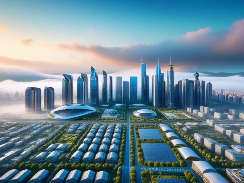 Metrópolis futurista para Generación Alpha: real estate innovador Vibrante ciudad futurista con arquitectura innovadora y tecnología avanzada, reflejando las tendencias mercado inmobiliario generación Alpha