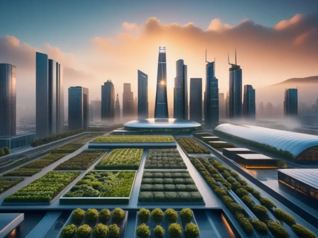 Metrópolis futurista: arquitectura sostenible y tecnología avanzada Vibrante ciudad futurista con arquitectura sostenible y tecnología avanzada
