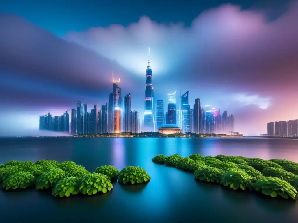 Metrópolis futurista en economía emergente: skyline 8k Vibrante ciudad futurista en economías emergentes, mercado inmobiliario global